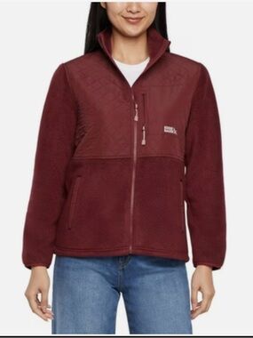 NWT Eddie Bauer Cozy Quilted & Fleece Jacket - Burgundy Women’s Size XL.
